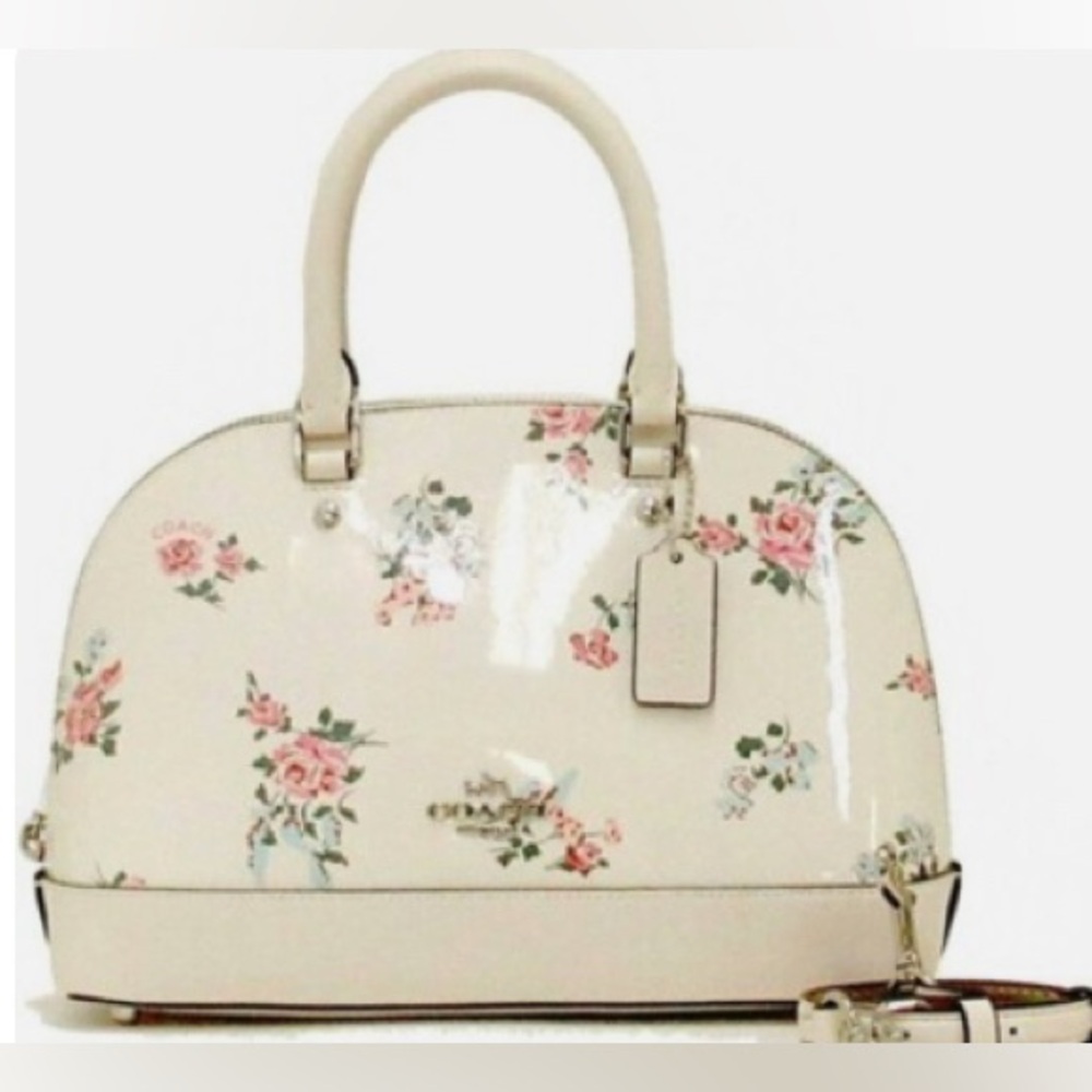 COACH MINI SIERRA CREAM FLORAL SATCHEL BAG F25857